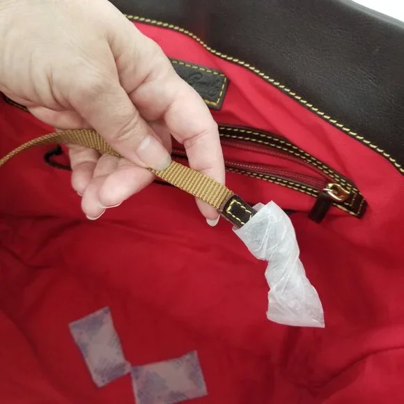 NWT Dooney & Bourke Soft Pebble Brown T'Moro Leather Logo Lock Shoulder Bag - Picture 7 of 14